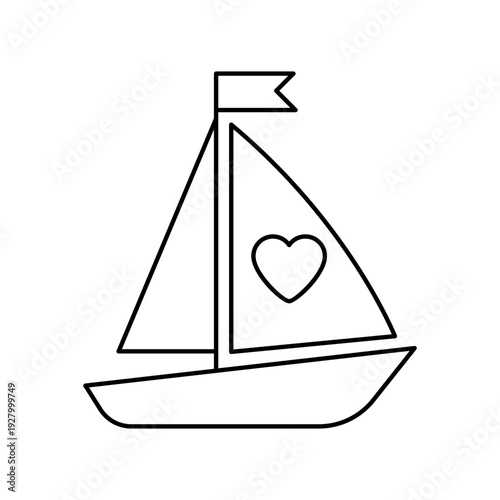 Sailboat with heart flag