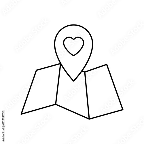 Map with heart pin