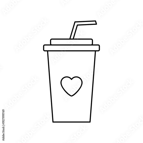 Cup with straw and heart