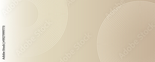 White and gold gradient vector background, featuring subtle circular line patterns. White and gold vector background in calm and modern texture. Minimal vector background in white and gold color.