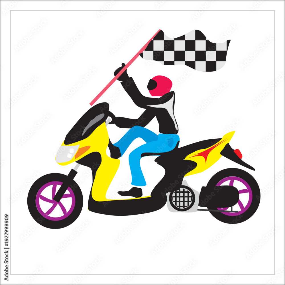 Naklejka premium men in motorcycle.eps