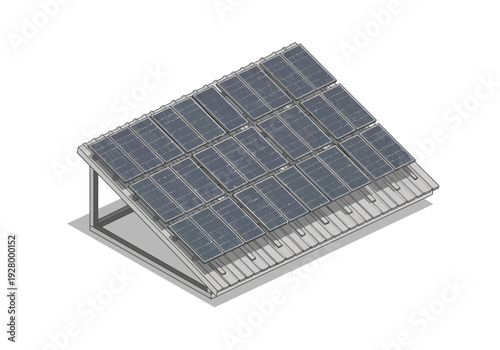 Array of solar panels mounted on a rooftop structure, demonstrating renewable energy technology for sustainable power generation