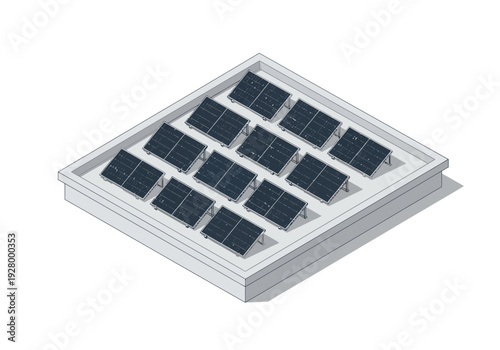 Rooftop solar panel array providing renewable energy, an eco-friendly solution for sustainable power generation on a building's roof