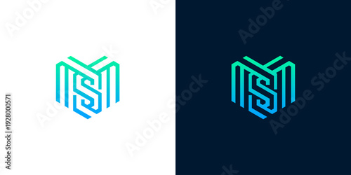 Modern abstract letter design, intertwined with a vibrant gradient color scheme, creating a unique and professional geometric symbol for effective business branding and identity solutions