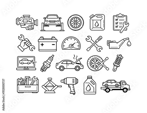 transportation and car service icons set