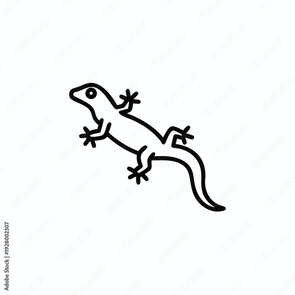 Fototapeta premium A minimalist line art illustration of a lizard in a dynamic pose