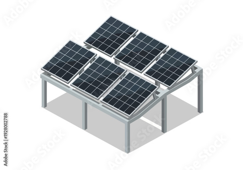 Array of solar panels mounted on a frame, generating clean renewable energy from sunlight for sustainable power generation