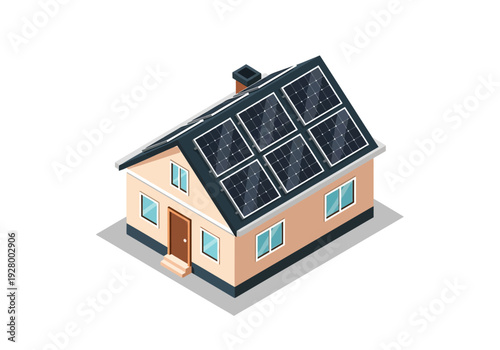 Sustainable energy solution an illustration of a house with solar panels on the roof for renewable power generation