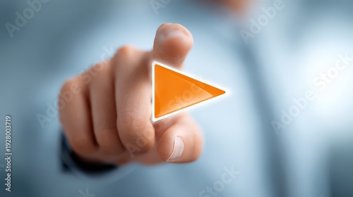 Wallpaper Mural A hand pushing button on a touch screen interface. Torontodigital.ca