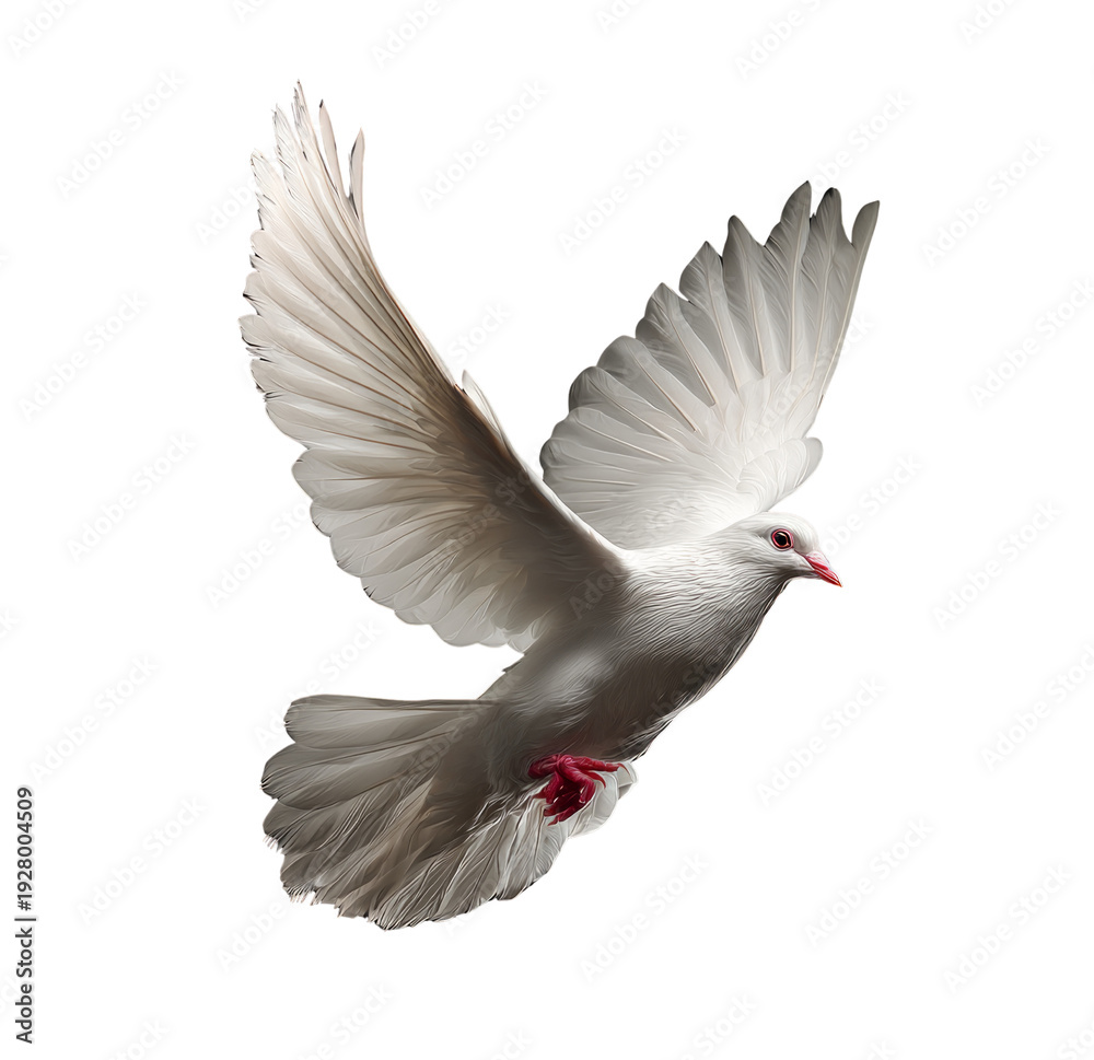 Fototapeta premium White Dove in Flight: A Symbol of Peace and Hope on Black