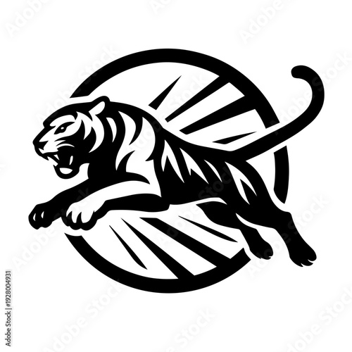Pouncing Tiger Mascot Illustration
