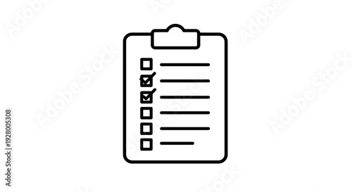 clipboard with checklist and check marks hand drawn icon in outline style