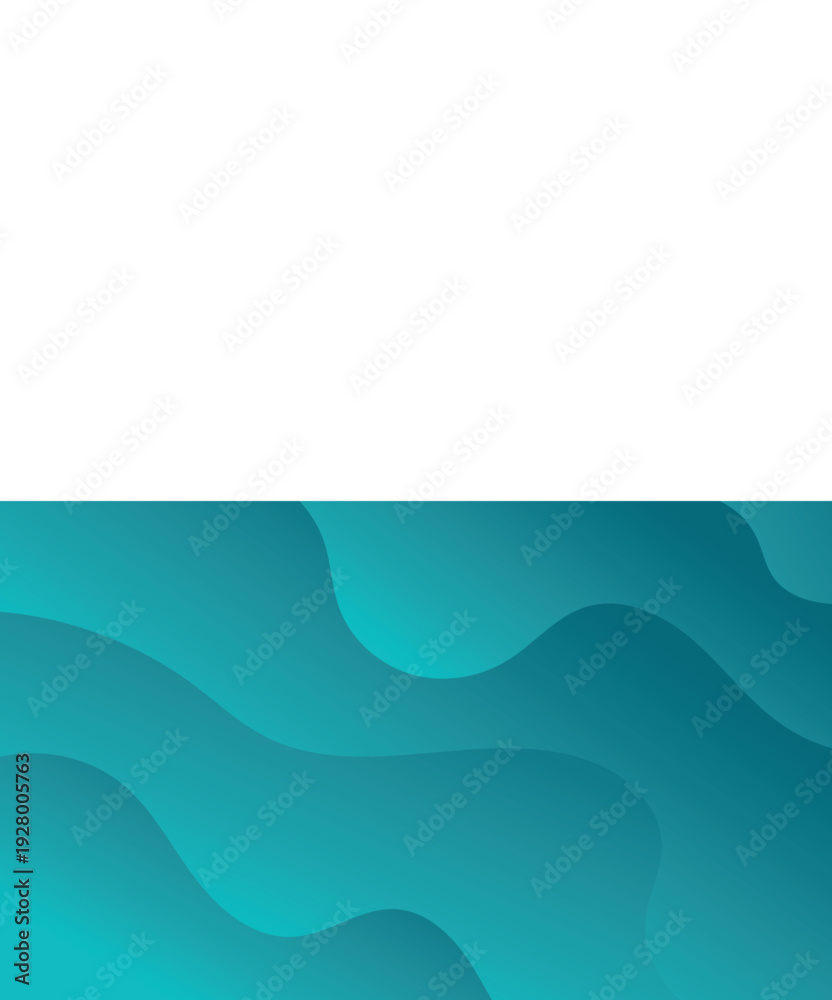 Obraz premium Abstract background of blue paper cut waves and realistic shadows