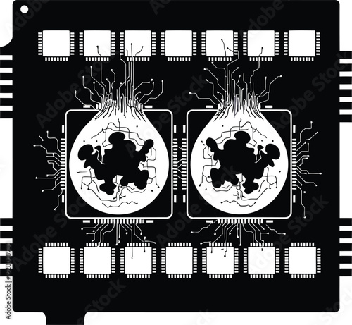 CPU Core Overload Silhouette – Processing Bottleneck Imbalance
