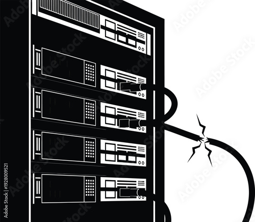 Server Rack Bottleneck Silhouette – Network Performance Issue