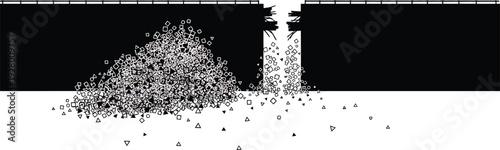 Data River Blocked Silhouette – System Bottleneck Dam Concept