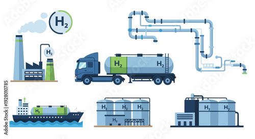 Hydrogen energy production storage and transportation infrastructure.