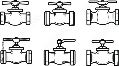 Collection of Valve Illustrations Showing Various Types and Designs for Industrial Use
