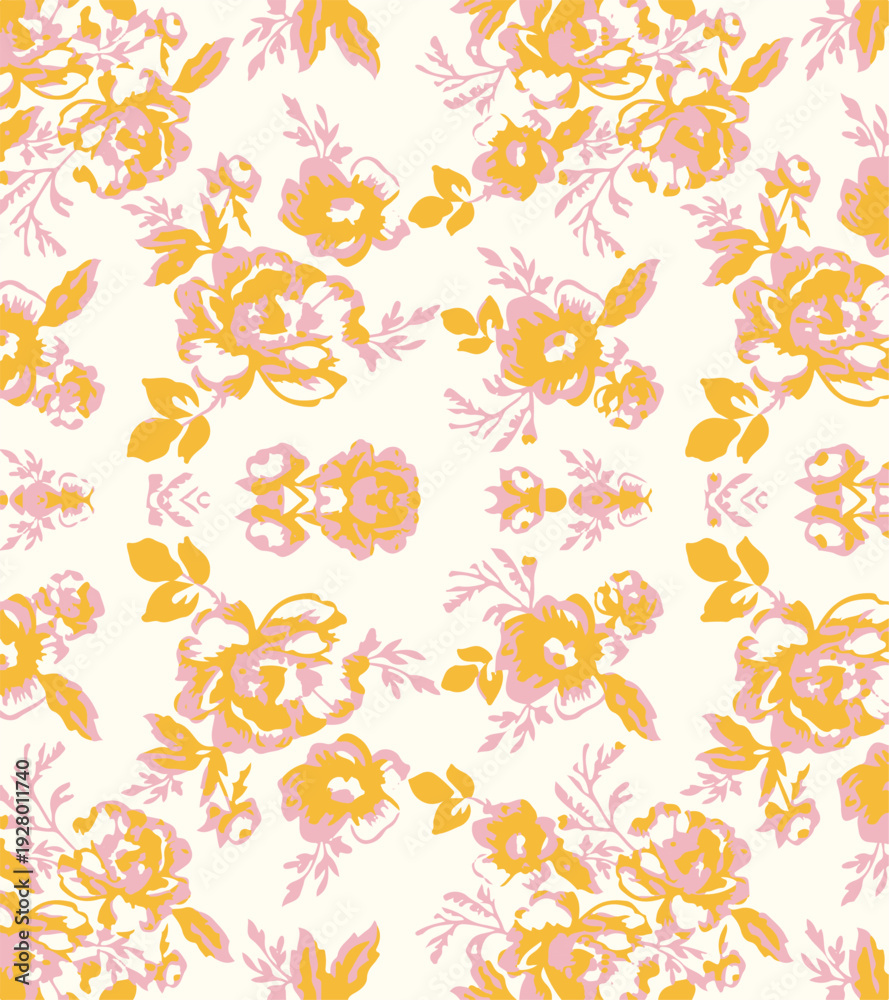 Naklejka premium botanic seamless pattern with exotic flowers and leaves, hand drawn background. floral pattern. Tile with tropical leaf