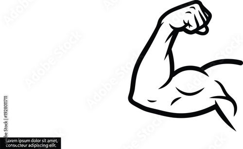 A strong arm flexing its bicep in a classic illustration of muscular strength from a side viewpoint