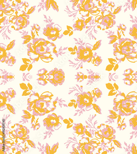 botanic seamless pattern with exotic flowers and leaves, hand drawn background. floral pattern. Tile with tropical leaf