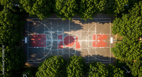 Wallpaper Mural Basketball court gleams brilliantly with a scenic aerial view Torontodigital.ca