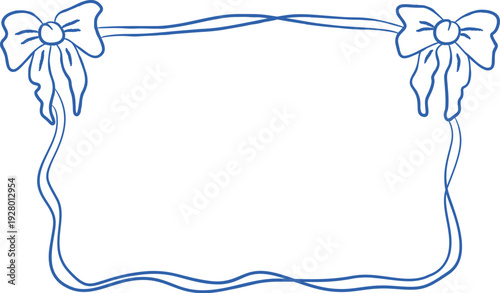 Ribbon Frame With Bow Hand Drawn