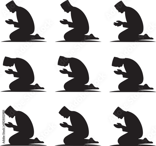 Namaz Silhouette – Muslim Prayer Illustration