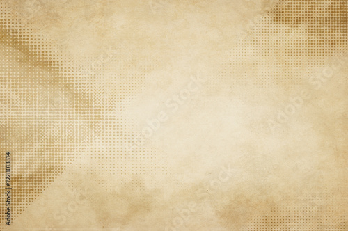Faded grunge paper texture with abstract half tone patterns.