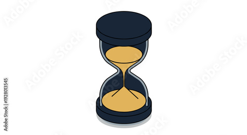classic hourglass with yellow sand in hand drawn style time concept illustration