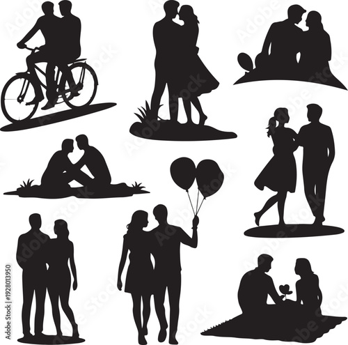 People and Family Silhouette Collection Vector Bundle – Outdoor Activities, Love, Fitness and Lifestyle Scenes