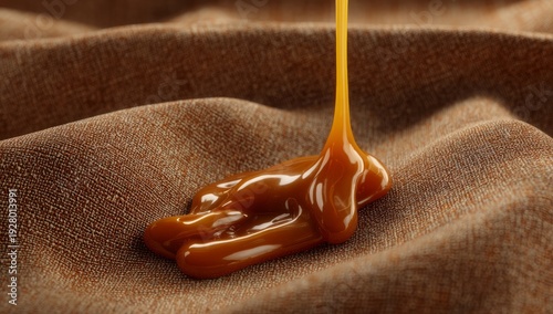 Wallpaper Mural Golden Caramel Sauce Pouring Over Brown Fabric Background Torontodigital.ca