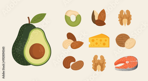 Assortment of Healthy Keto Diet Foods and Ingredients.