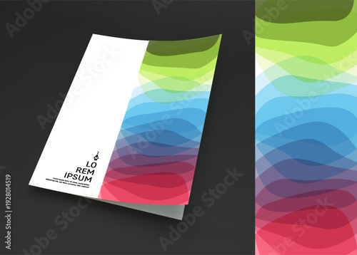 Abstract wavy background. Pattern with translucent overlapping layers. Dynamic effect. Gradient colour. Brochure cover design template. Vector for poster, flyer, album, magazine or banner.