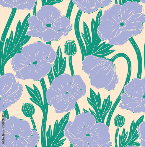 botanic seamless pattern with exotic flowers and leaves, hand drawn background. floral pattern. Tile with tropical leaf