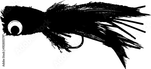 hand drawn vector silhouette of a popper fly