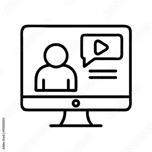 Online Education and Video Conferencing Icon for Remote Learning and Digital Communication