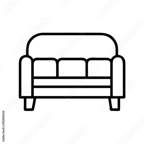 Comfortable Three Seater Sofa Furniture Icon for Home Interior Design and Living Room Layout