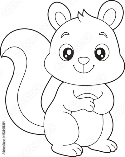 Wallpaper Mural Simple Squirrel Coloring Page for Kids. Easy Bold Printable Activity Sheet for Toddlers. Torontodigital.ca