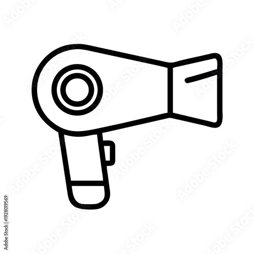 Electric Hair Dryer Icon, Beauty Salon Blow Dryer Line Art Vector Illustration