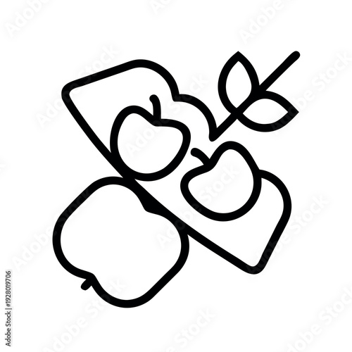 Healthy snack box line icon with apples for school lunches and nutritious breaks