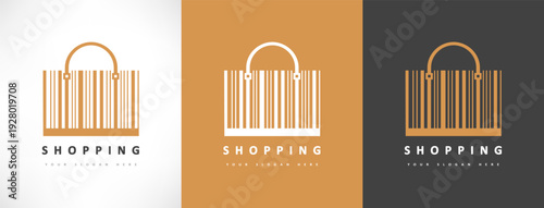 Bag barcode logo vector. Shopping symbol.