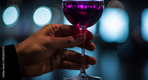 Wallpaper Mural Hand delicately presents glass of drink vividly at night Torontodigital.ca