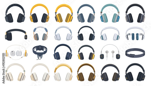 Collection of Headphones in Various Colors and Styles.