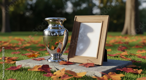Wallpaper Mural Metal urn and picture frame sit sadly outdoors Torontodigital.ca