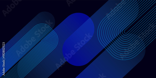Modern abstract geometric background, dark navy blue gradient background, diagonal translucent stripe across the canvas