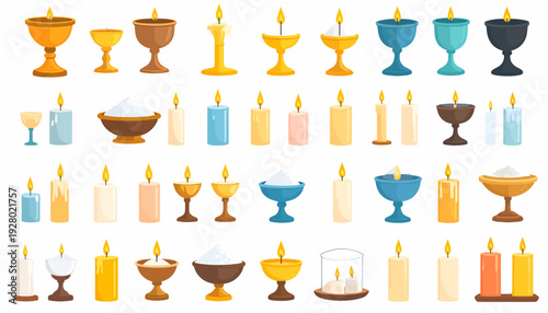 Collection of Various Candles and Holders.