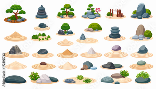 Collection of Various Cartoon Rock Formations.