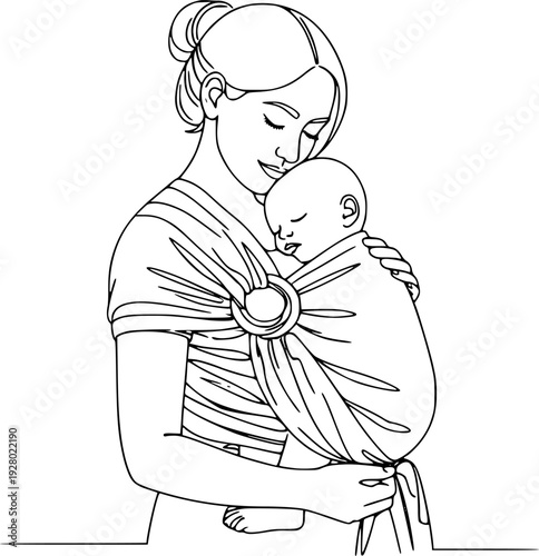 Tender embrace in a ring sling