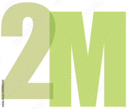 Large green 2M logo icon symbolizing two million milestone achievement in business and marketing campaigns and corporate branding strategies